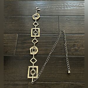 Chicos Metal Belt Geometric Gold Tone Chain Heavy 40” Women Bold